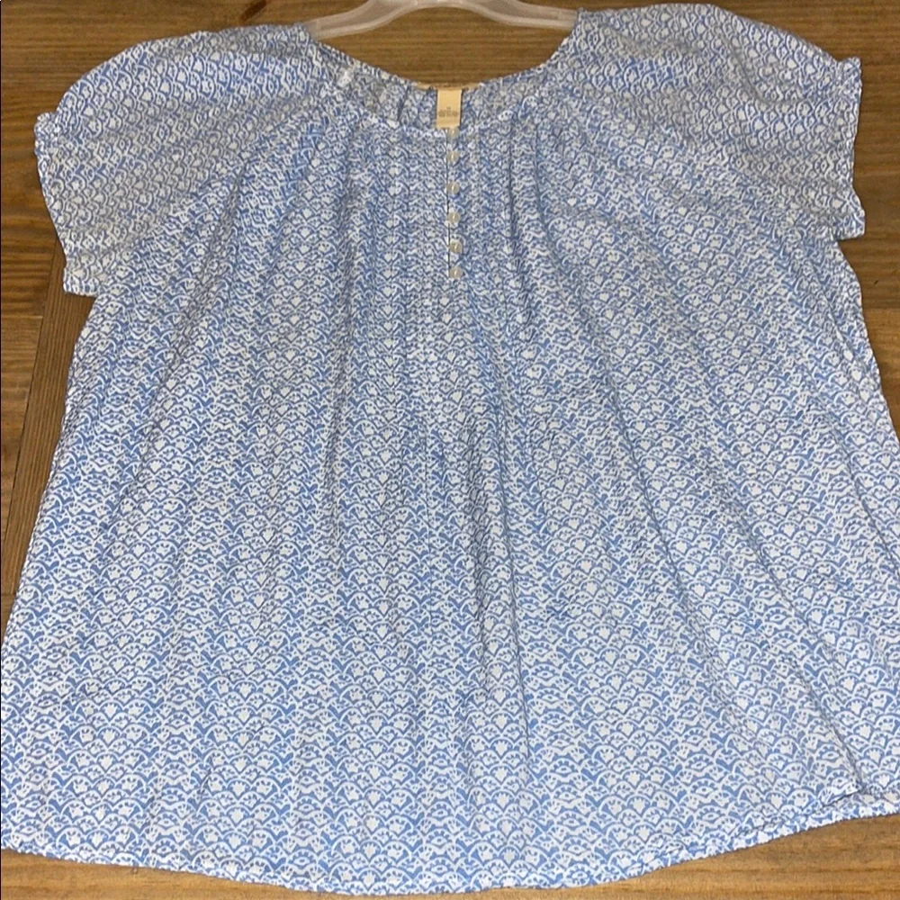 Bit & Bridle Women’s Boat Neck Short Sleeve Blue/white Top Size 1X Lightweight - Picture 1 of 10